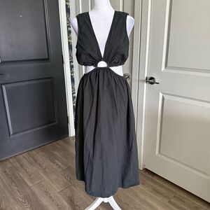 Rails Rizo Black Sleeveless A-line Midi Dress with Cut Outs Size M